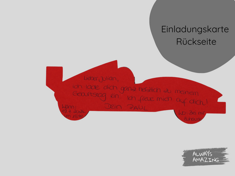 Bastelset Einladungskarte Rennauto