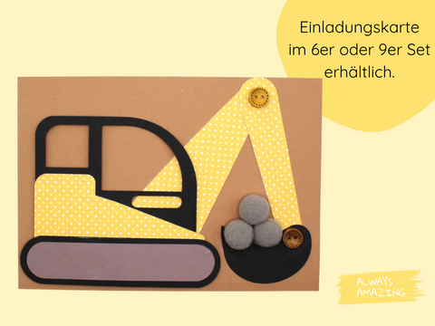 Bagger Einladungskarte
