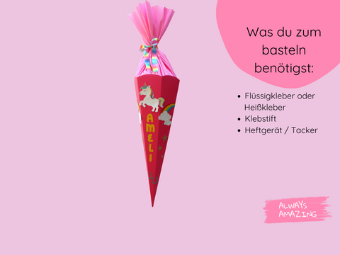 Schultüte Einhorn Bastelset