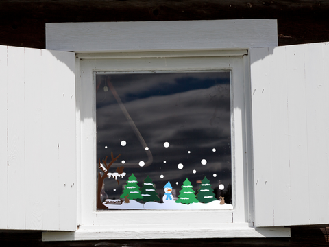Schneelandschaft Fensterbild Bastelset