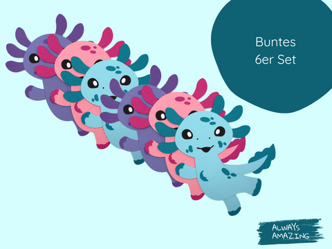 Axolotl Einladungskarten | Bastelset | Einladungskarten zum Basteln | Bastelset Einladungskarten | Axolotl basteln