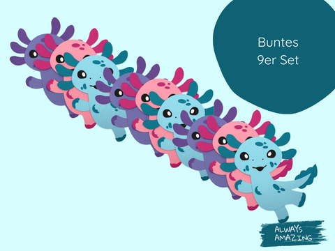 Axolotl Einladungskarten | Bastelset | Einladungskarten zum Basteln | Bastelset Einladungskarten | Axolotl basteln