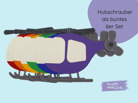 Hubschrauber Einladungskarte Bastelset