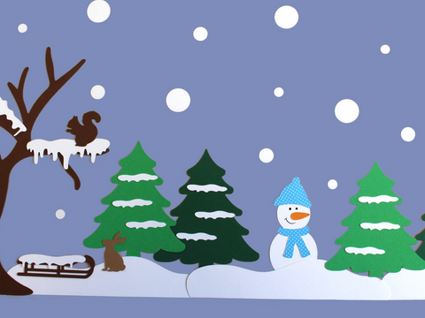 Schneelandschaft Fensterbild Bastelset