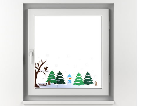 Schneelandschaft Fensterbild Bastelset