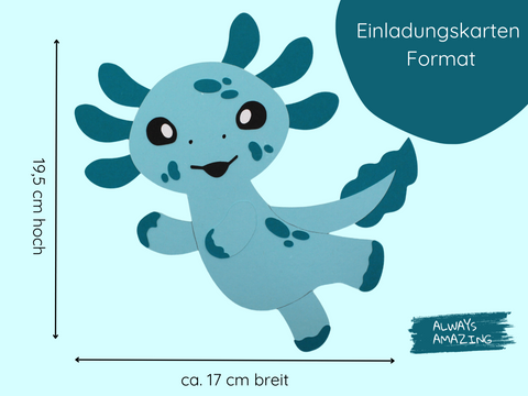 Axolotl Einladungskarten | Bastelset | Einladungskarten zum Basteln | Bastelset Einladungskarten | Axolotl basteln