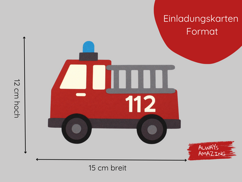 Bastelset Feuerwehr Auto Einladungskarte