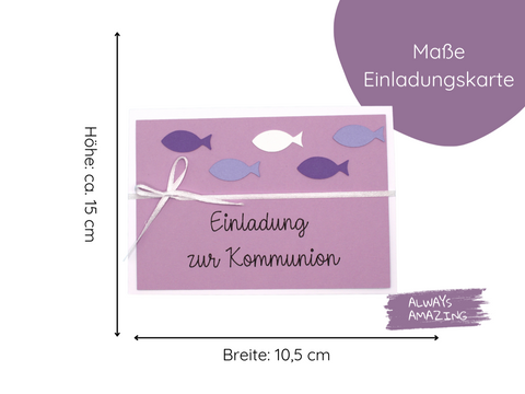 Einladungskarten Kommunion mit Fische | Bastelset  | Einladungskarten Konfirmation | Taufkarten