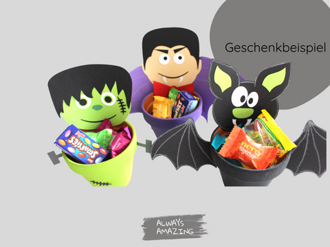 Bastelset Halloween Gastgeschenk | Dracula | Frankenstein | Fledermaus