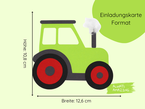 Einladungskarte grüner Traktor Bastelset