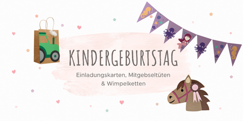 Kindergeburtstag -  Einladungskarten & Deko