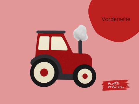 Einladungskarten roter Traktor Bastelset