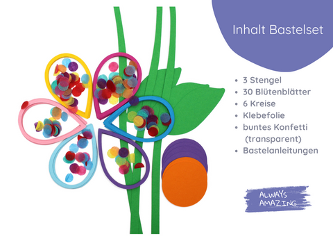 Papierblumen | Bastelset | Blumen Fensterbild | Muttertagsgeschenk basteln | Fensterdeko Frühling | Transparentpapier basteln