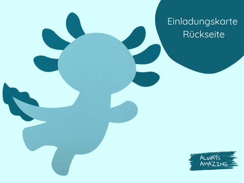 Axolotl Einladungskarten | Bastelset | Einladungskarten zum Basteln | Bastelset Einladungskarten | Axolotl basteln