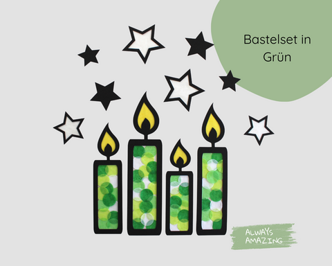 Kerzen Fensterbild Bastelset | Weihnachtsdeko mit Transparentpapier