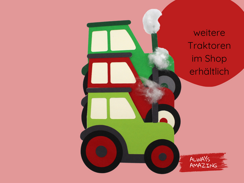 Einladungskarten roter Traktor Bastelset