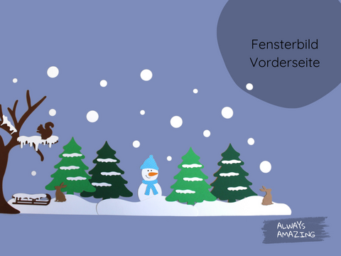 Schneelandschaft Fensterbild Bastelset
