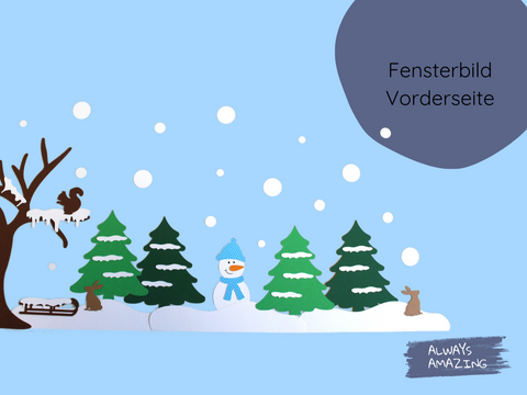 Schneelandschaft Fensterbild Bastelset