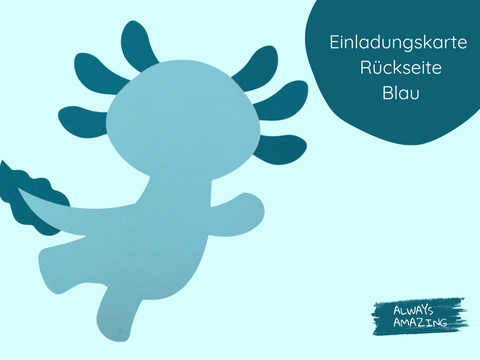 Axolotl Einladungskarten | Bastelset | Einladungskarten zum Basteln | Bastelset Einladungskarten | Axolotl basteln