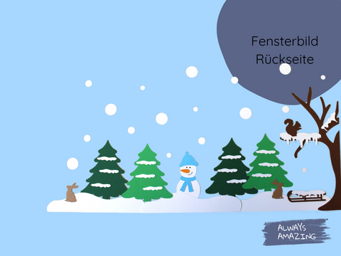 Schneelandschaft Fensterbild Bastelset