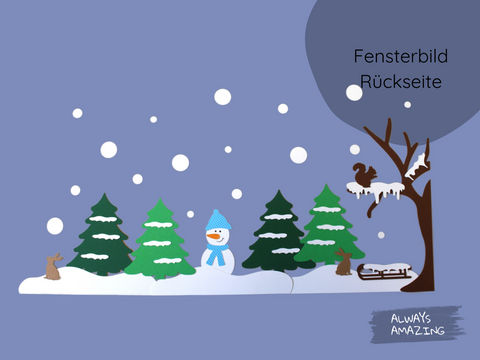 Schneelandschaft Fensterbild Bastelset