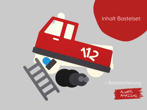 Bastelset Feuerwehr Auto Einladungskarte