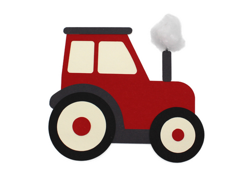Einladungskarte roter Traktor Bastelset