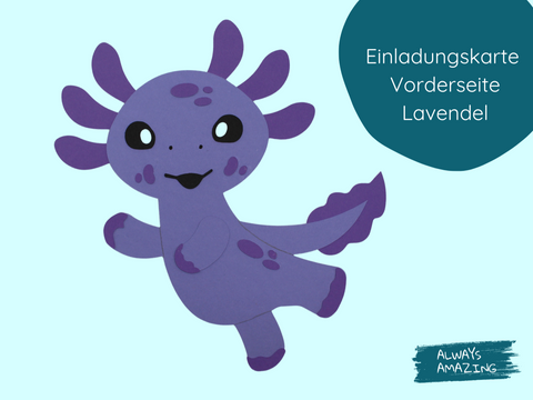 Axolotl Einladungskarten | Bastelset | Einladungskarten zum Basteln | Bastelset Einladungskarten | Axolotl basteln