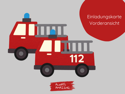 Bastelset Feuerwehr Auto Einladungskarte