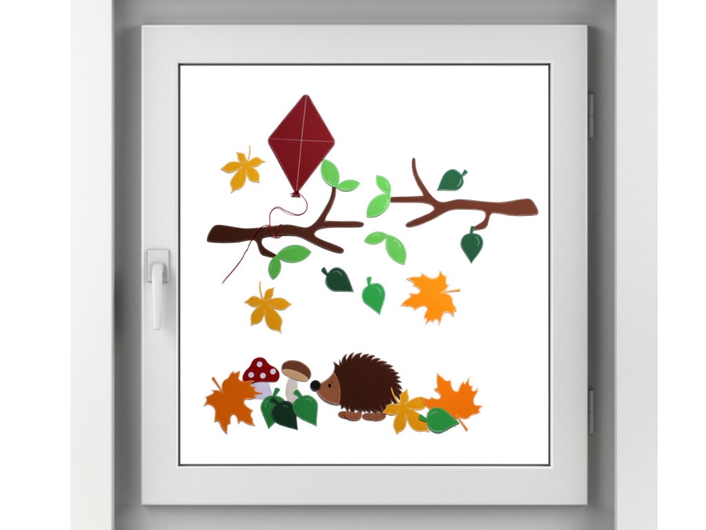 24-teiliges Herbst-Bastelset Für Kinder - Fensterbilder Mit Blättern & Herbstmotiven