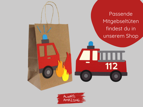 Bastelset Feuerwehr Auto Einladungskarte