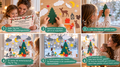 Adventskalender zum Vorlesen und Basteln – Weihnachtsgeschichten und Fensterbild für Kinder