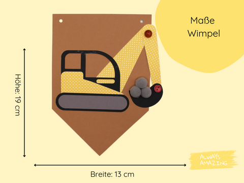 Bagger Wimpelkette Bagger Always Amazing Bastelshop