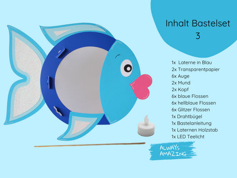 Fisch Laterne mit LED-Licht und Laternenstab | Always Amazing Bastelshop