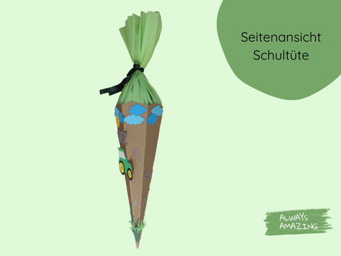 Handgefertigte Schultuete mit Traktor | Always Amazing Bastelshop
