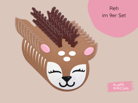 Kreative Einladungskarte Reh aus Papier für Geburtstag und Mottofeier | Always Amazing Bastelshop