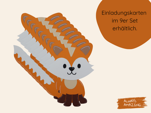 Papier-Einladungskarte mit Fuchs und natürlichen Waldmotiven | Always Amazing Bastelshop
