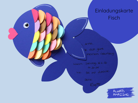 Selbst gebastelter Regenbogenfisch aus Papier | Always Amazing Bastelshop