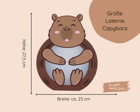 Größe der fertigen Capybara Laterne für St. Martin