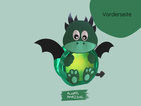 Drachen Laterne Bastelset – Vorderansicht der fertigen Laterne