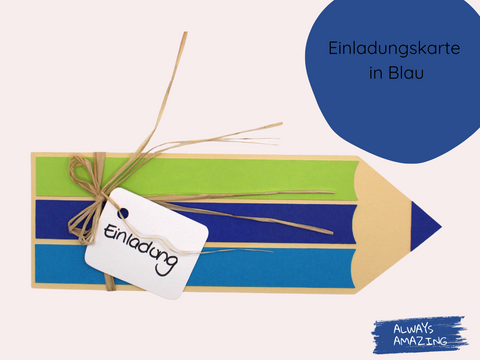 Detailansicht Einschulung Einladungskarte Stift Bastelset | Always Amazing Bastelshop