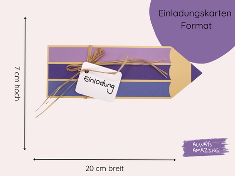 Größenvergleich Einschulung Einladungskarte Stift ca 20 cm | Always Amazing Bastelshop