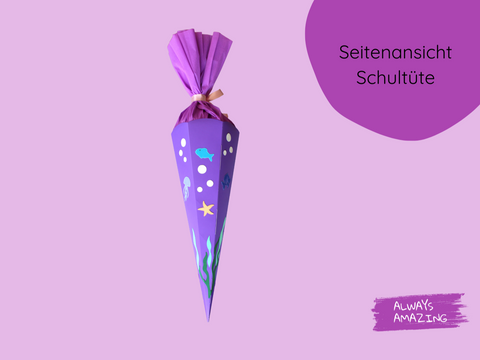 Mädchen mit Meerjungfrau Schultüte zur Einschulung | Always Amazing Bastelshop