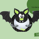 Vorderseite Fledermaus-Laterne mit schwarzen Flügeln, großen Augen und grünen Details