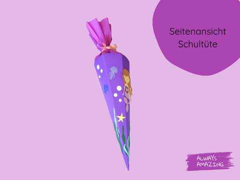 Personalisierte Meerjungfrau Schultüte mit Namen | Always Amazing Bastelshop