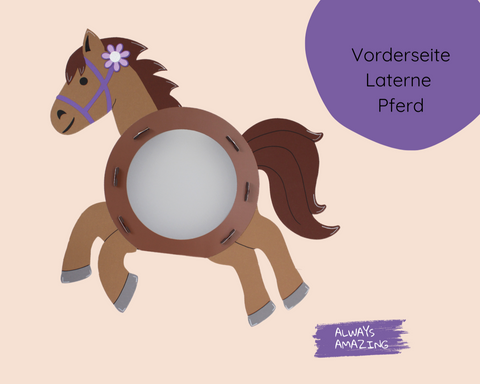 Vorderseite der Pferde Laterne für St. Martin
