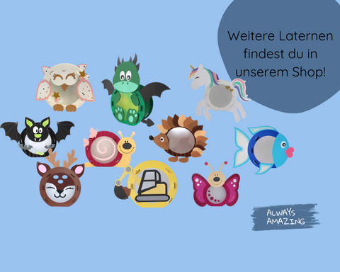 Weitere Laternenmotive unserer St.-Martin Bastelsets