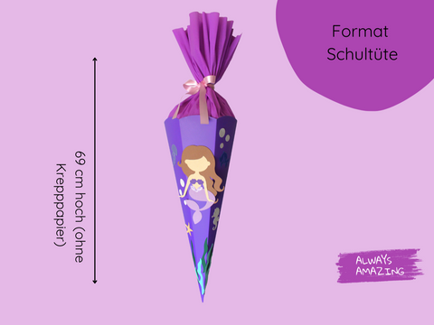 Meerjungfrau Schultüte 69 cm Größe | Always Amazing Bastelshop