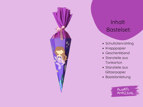 Inhalt des Meerjungfrau Schultüte Bastelsets | Always Amazing Bastelshop