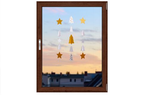 Bäumchen-Weihnachtskette weiss-gold Fenster Always Amazing Bastelshop
